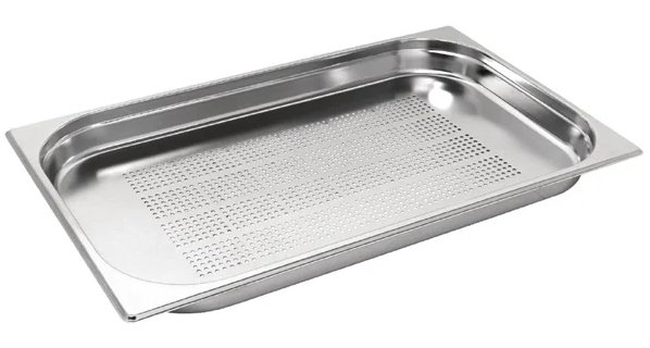 Vogue Stainless Steel Perforated 1/2 Gastronorm Pan Depth 40mm