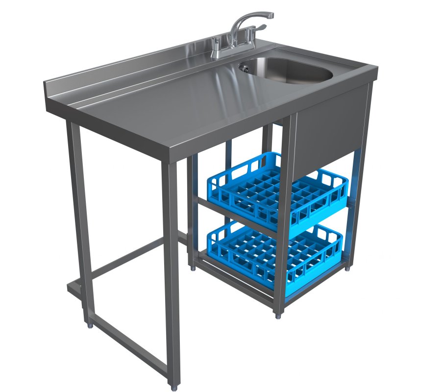 Parry MB-GS4 Modular Bar Glasswash Station Fits 400mm Baskets W1000 x D580mm