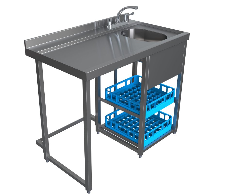 Parry MB-GS5 Modular Bar Glasswash Station Fits 500mm Baskets W1600 x D650mm