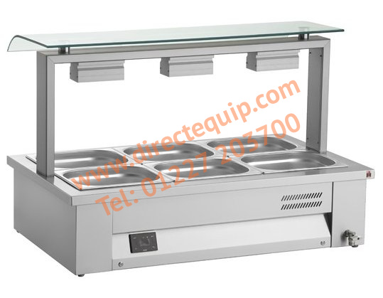 Inomak 3 x 1/1 Bain Marie with Sneeze Guard MEV610