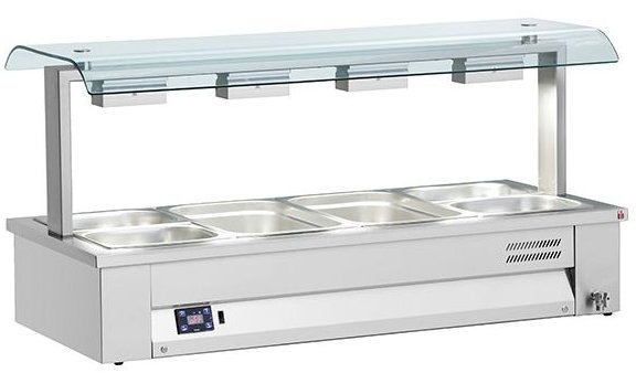 Inomak MEV614 Bain Marie with Sneeze Guard 4 x 1/1GN