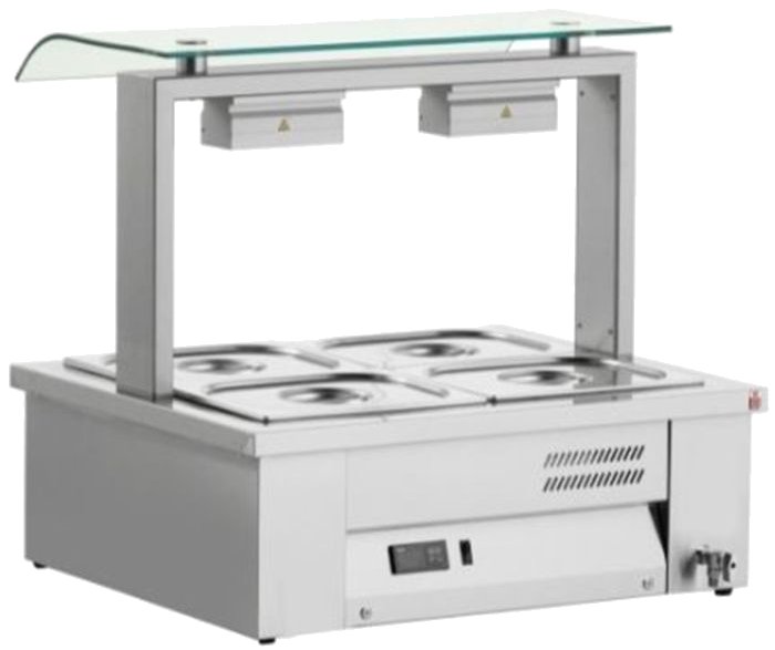 Inomak MEV67 Bain Marie with Sneeze Guard 2 x 1/1GN