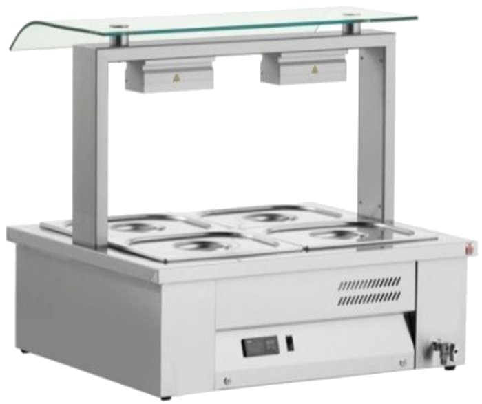 Inomak 2 x 1/1 Bain Marie with Sneeze Guard MEV67