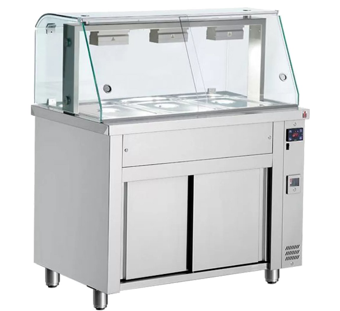 Inomak 3 x 1/1 Bain Marie with Glass Display MFV711