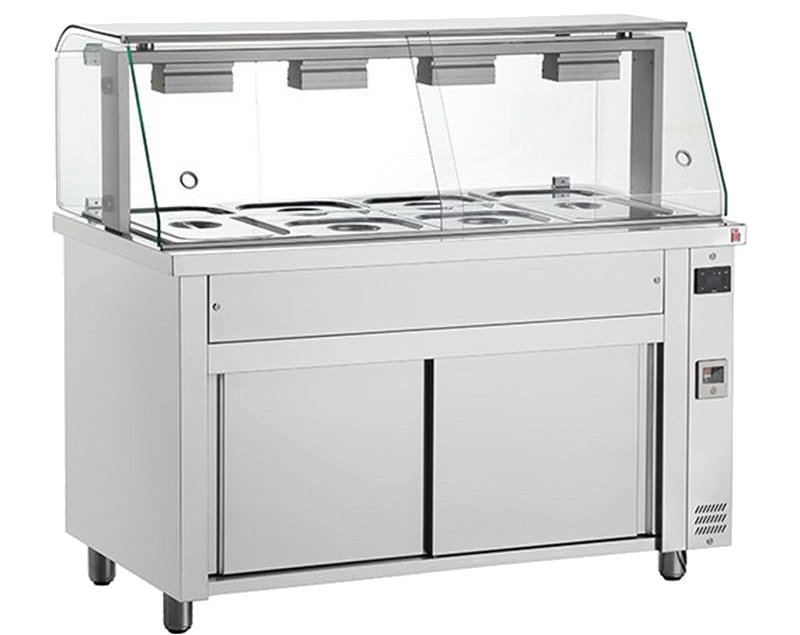 Inomak 4 x 1/1 Bain Marie with Glass Display MFV714