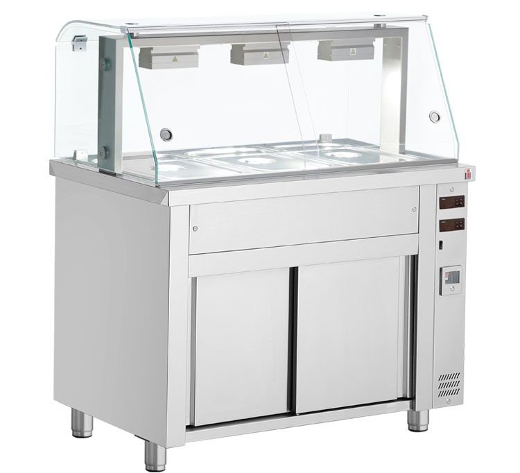 Inomak 3 x 1/1 Bain Marie Hot Cupboard with Glass Display MIV711