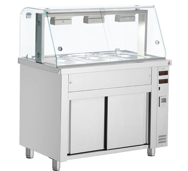 Inomak MIV711 Bain Marie Hot Cupboard with Glass Display 3 x 1/1GN