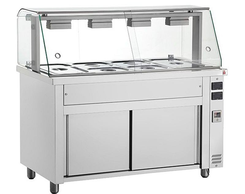 Inomak MIV714 Bain Marie Hot Cupboard with Glass Display 4 x 1/1GN