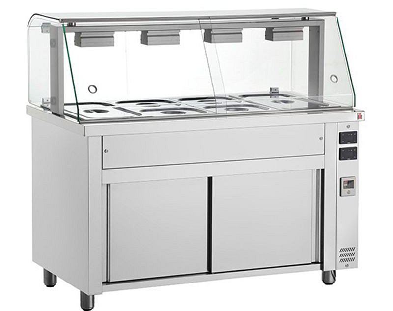 Inomak 4 x 1/1 Bain Marie Hot Cupboard with Glass Display MIV714