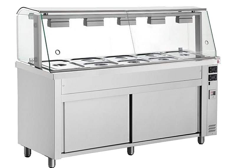 Inomak MIV718 Hot Cupboard Bain Marie with Glass Display 5 x 1/1GN
