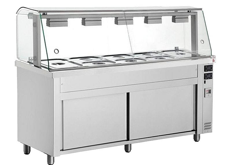 Inomak 5 x 1/1 Hot Cupboard Bain Marie with Glass Display MIV718