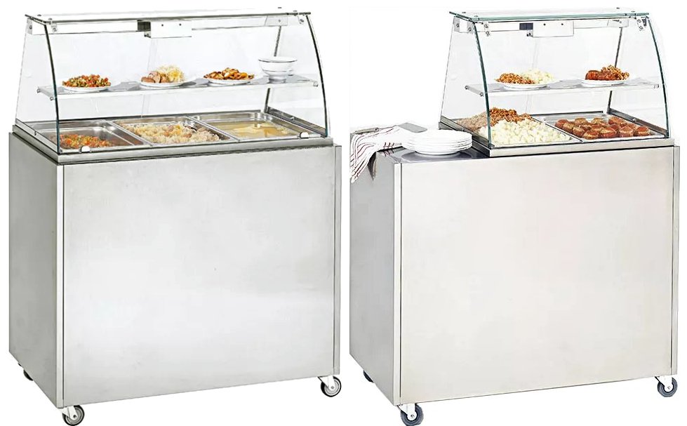 Roller Grill Bain Marie on Mobile Cupboard in 3 Sizes MS+BMV