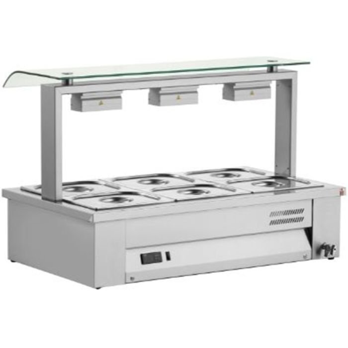 Inomak MSV610 Bain Marie with Sneeze Guard 3 x 1/1GN