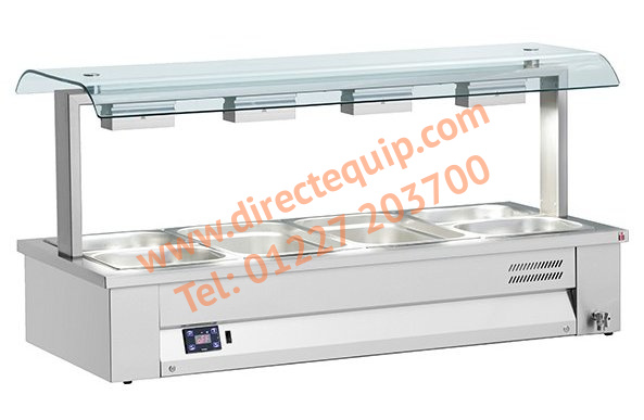 Inomak MSV614 Bain Marie with Sneeze Guard 4 x 1/1GN