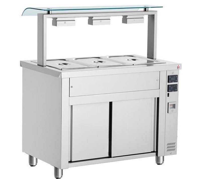 InomakMVV711 Bain Marie with Sneeze Screen 3 x 1/1GN