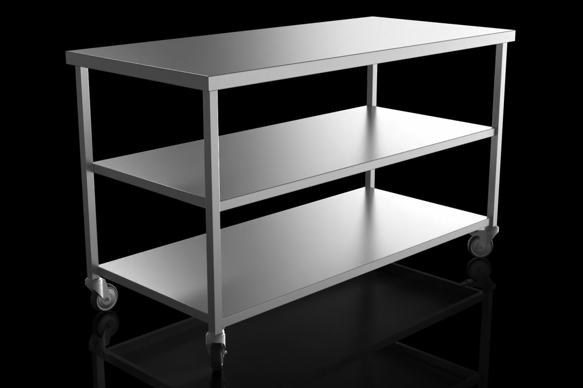 Nordstar Mobile Centre Table with Two Undershelves 1500mm