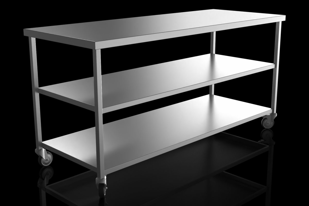 Nordstar Mobile Centre Table with Two Undershelves 1800mm