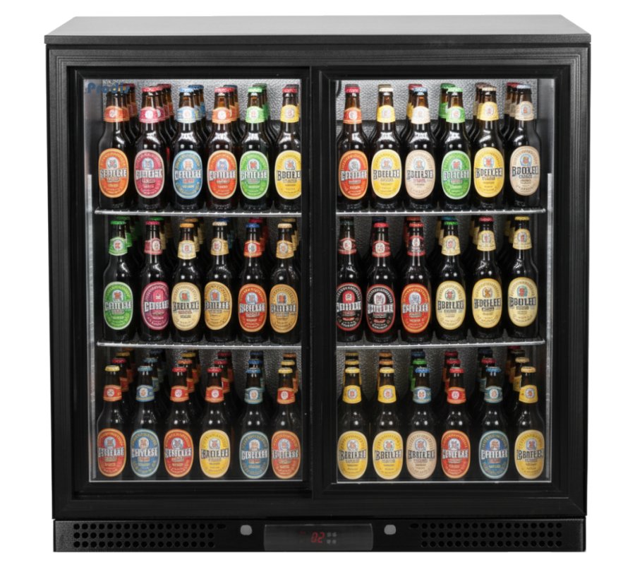 Prodis NT2BSLO-LE Low Energy Low Profile Double Sliding Door Bottle Cooler