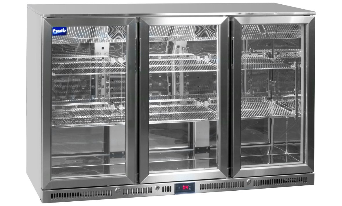 Prodis NT3ST-HC Stainless Steel 3 Door Bottle Cooler