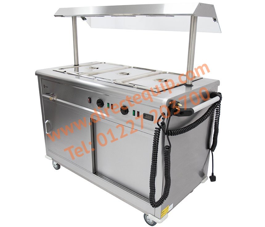 Parry MSB12G Mobile Bain Marie Servery with Heated Gantry W1200mm Cap: 72 Plated Meals