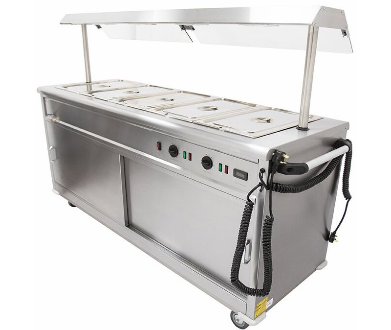 Parry MSB18G Mobile Bain Marie Servery with Heated Gantry W1800mm Cap: 108 Plated Meals