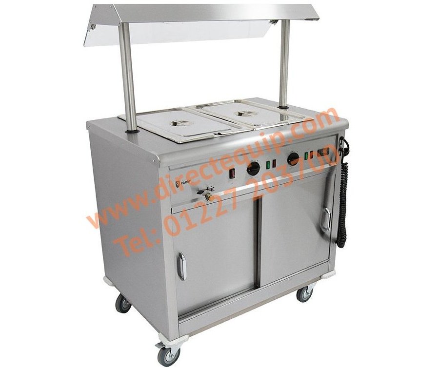 Parry MSB9G Mobile Bain Marie Servery with Heated Gantry W900mm Cap: 54 Plated Meals