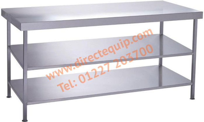 Stainless Steel Table with Two Undershelves in a Choice of 14 Widths & 3 Depths