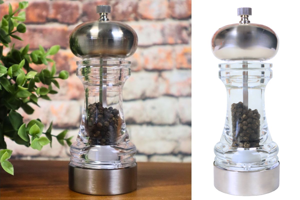 Classic Silver & Acrylic Pepper Mill