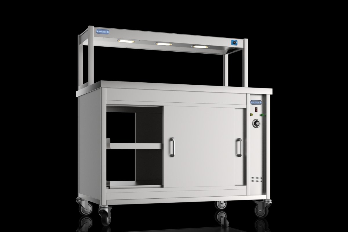 NordStar STC1200P Pass Through Hot Cupboard & Single Tier Heated Gantry with Dimmer W1200mm