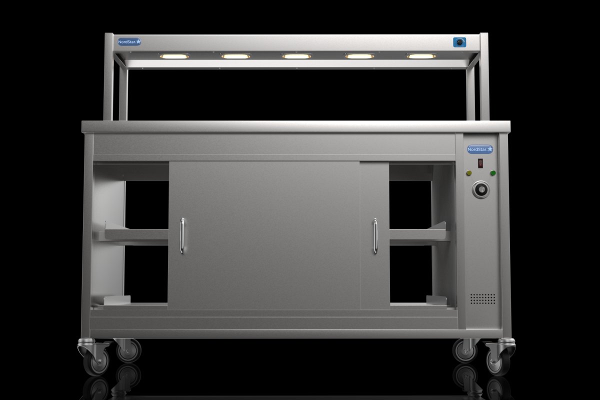 NordStar STC1500P Pass Through Hot Cupboard & Single Tier Heated Gantry with Dimmer W1500mm