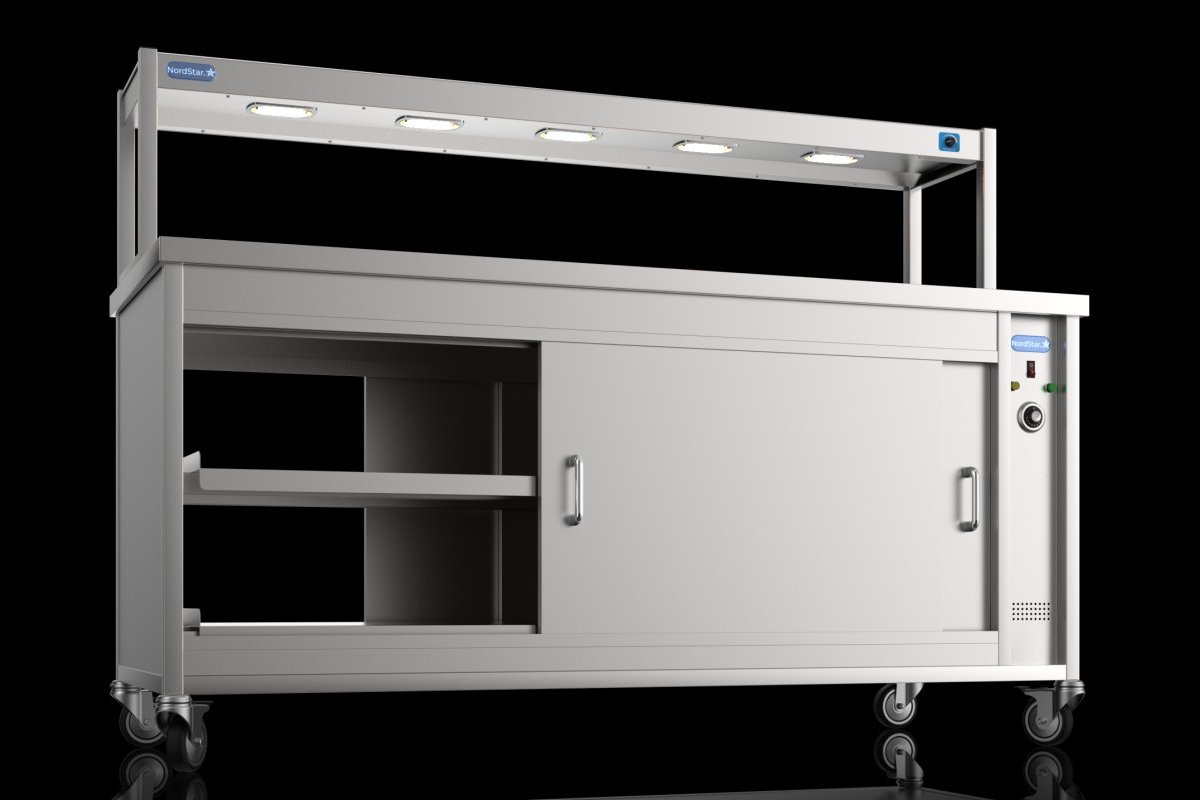 NordStar STC1800P Pass Through Hot Cupboard & Single Tier Heated Gantry with Dimmer W1800mm
