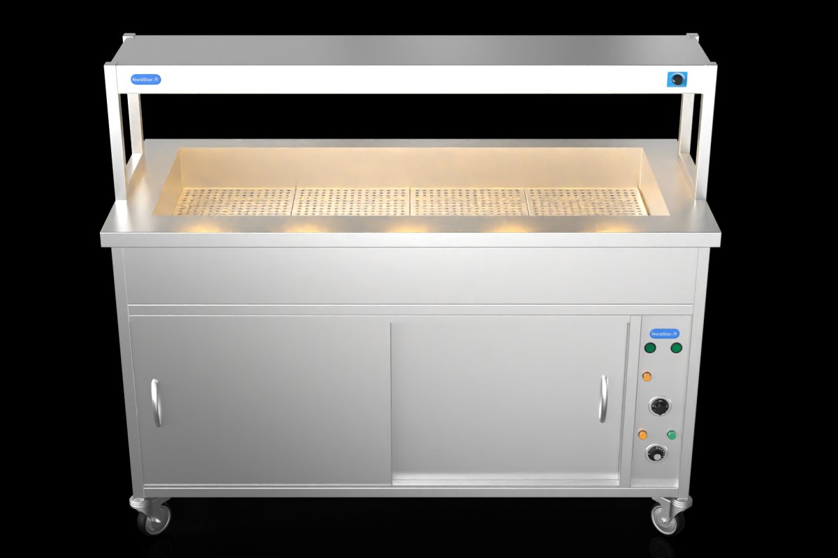 NordStar STCBM1500 Bain Marie Hot Cupboard & Heated Gantry with Dimmer W1500mm