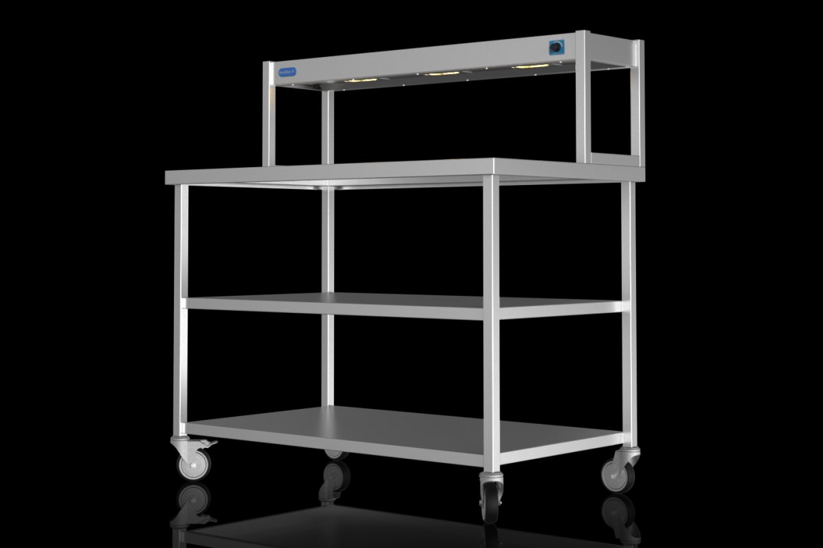 NordStar STCMCB1200MS Mobile Centre Table with Mid Shelf & 1 Tier Heated Gantry W1200mm