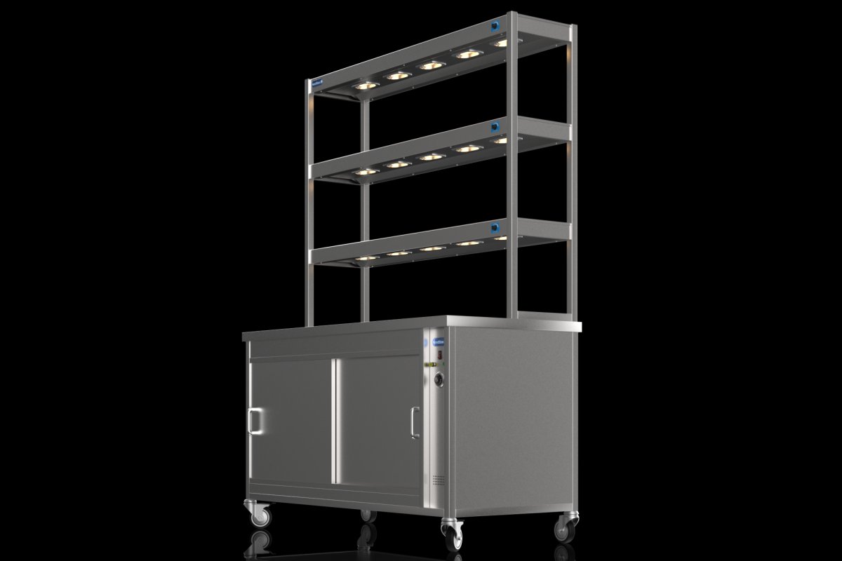 NordStar TTC1500 Hot Cupboard & Three Tier Heated Gantry with Dimmer W1500mm
