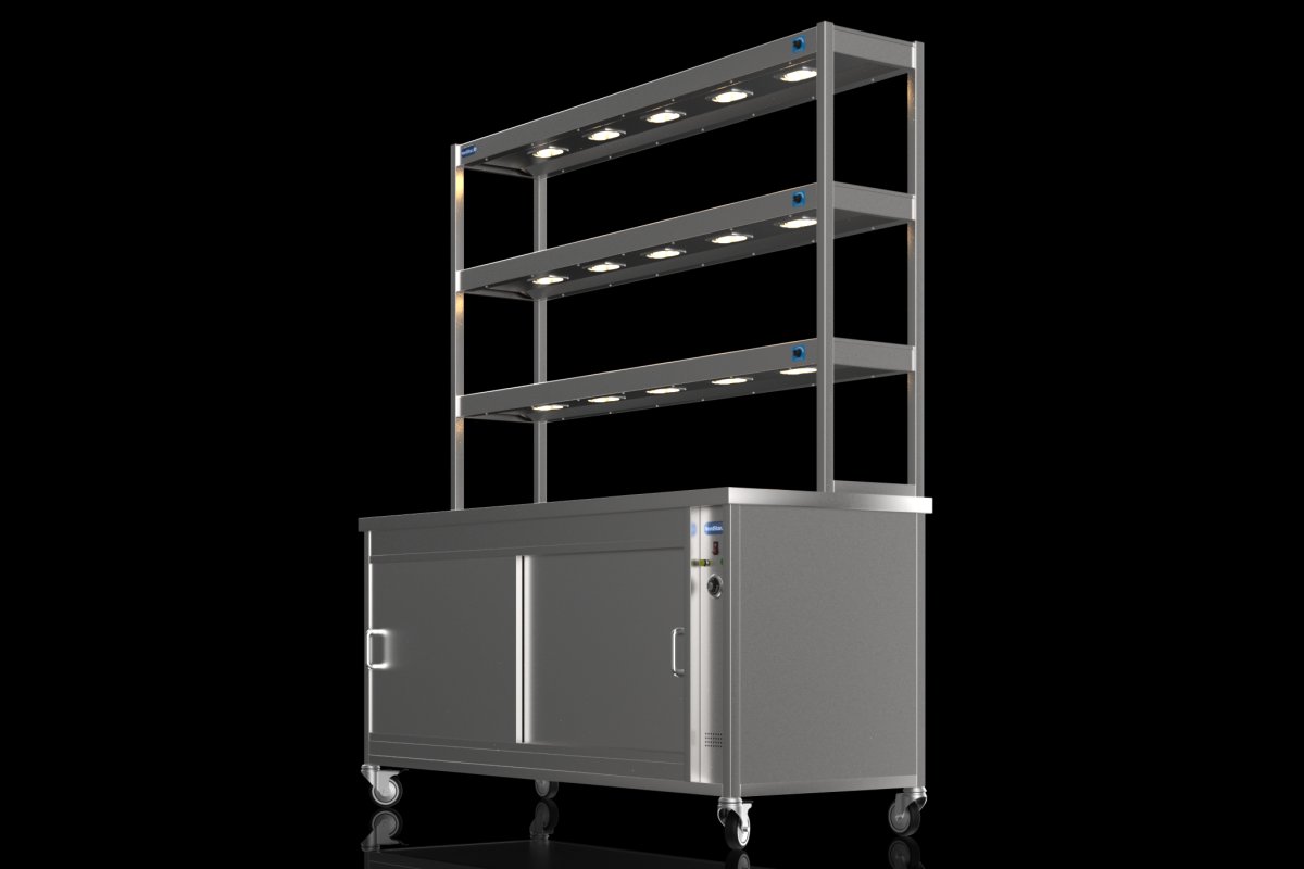 NordStar TTC1800 Hot Cupboard & Three Tier Heated Gantry with Dimmer W1800mm
