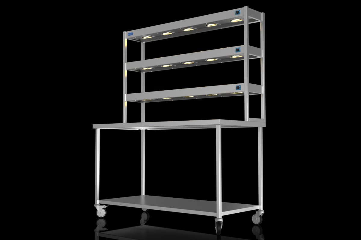 NordStar TTCMCB1500 Mobile Centre Table with 3 Tier Heated Gantry W1500mm