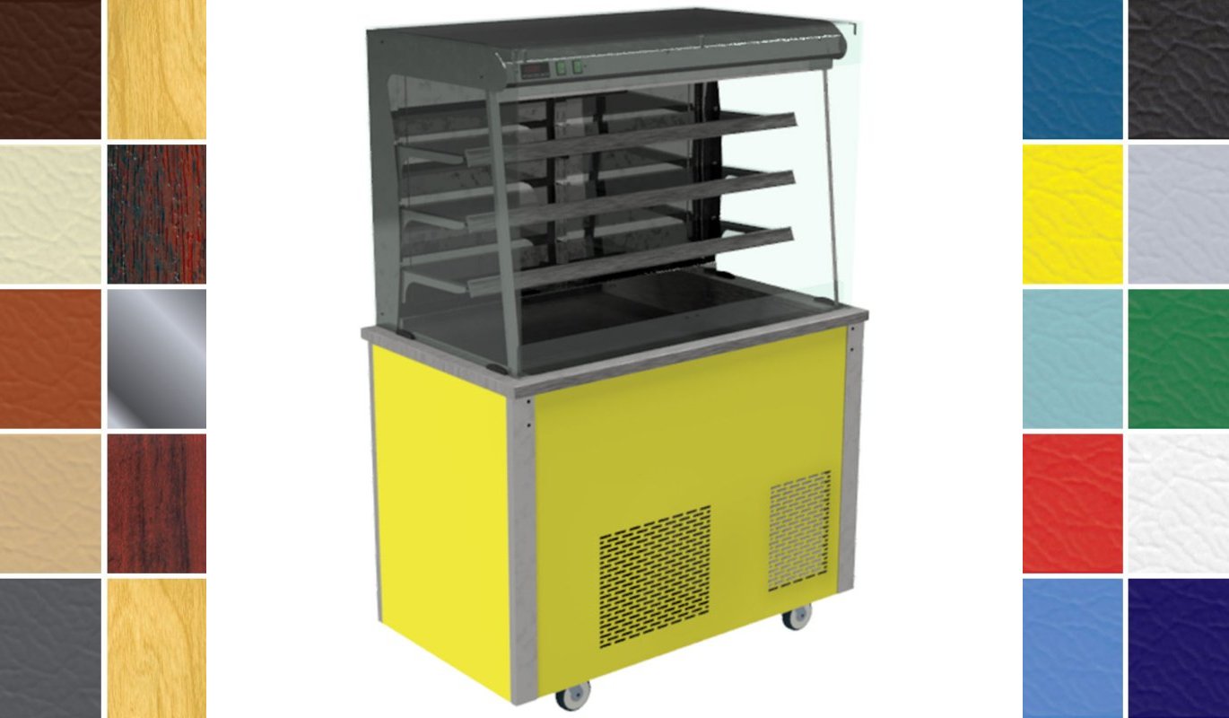 Moffat Versicarte Pro Refrigerated Display, Square Glass, Open Front, Front Controls, Solid Back, in 3 Sizes & 19 Colours
