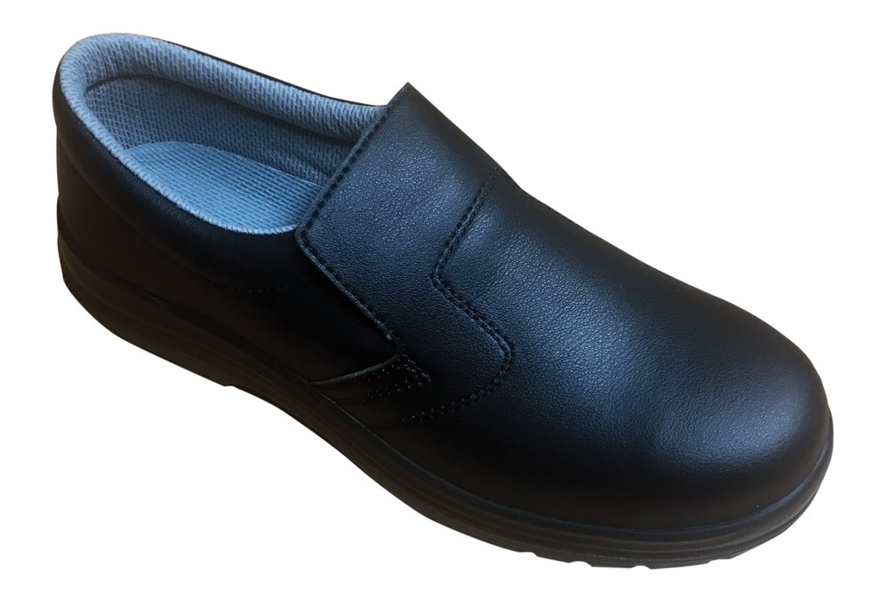 Chefs Black Slip On Safety Shoe